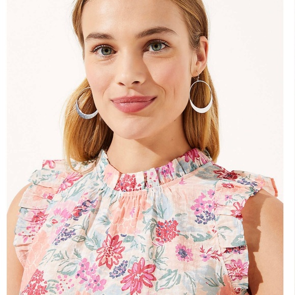 Loft Floral Ruffle Shell - Picture 2 of 2